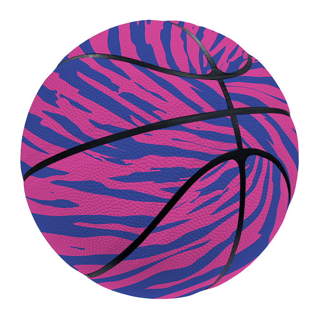 Pink And Blue Zebra Stripes Print Basketball