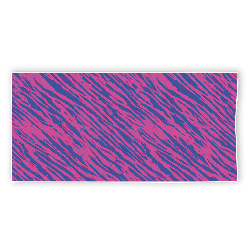 Pink And Blue Zebra Stripes Print Beach Towel