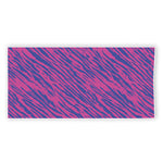 Pink And Blue Zebra Stripes Print Beach Towel