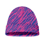 Pink And Blue Zebra Stripes Print Beanie