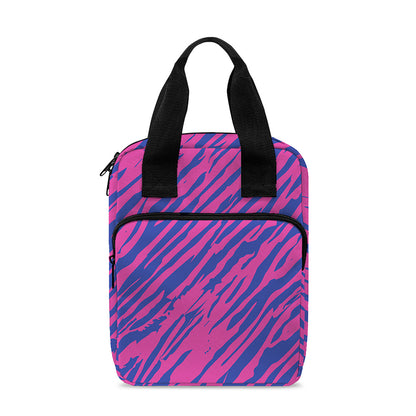 Pink And Blue Zebra Stripes Print Bible Tote Bag
