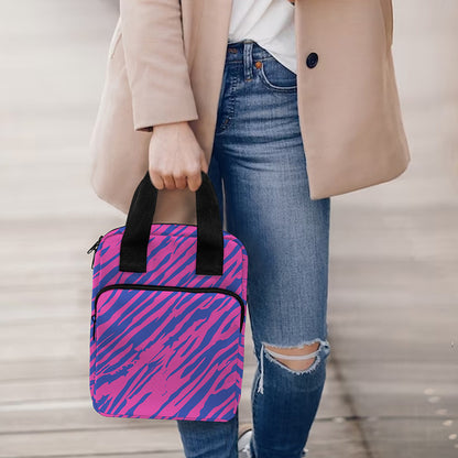 Pink And Blue Zebra Stripes Print Bible Tote Bag