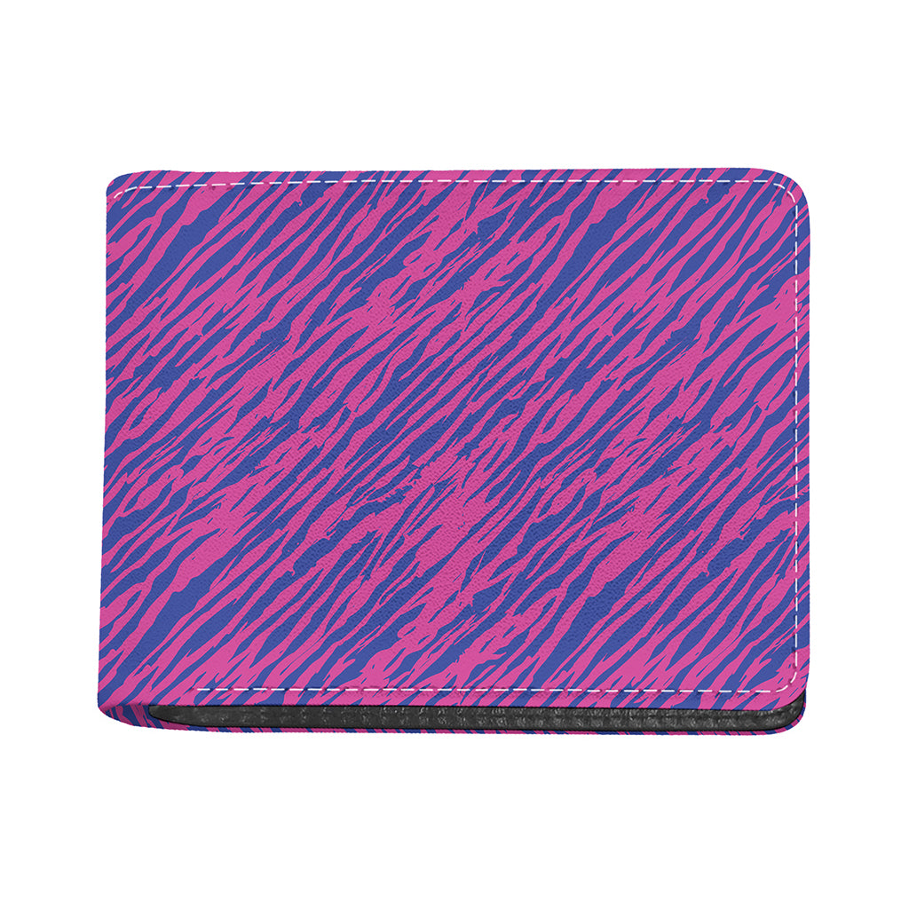 Pink And Blue Zebra Stripes Print Bifold Wallet