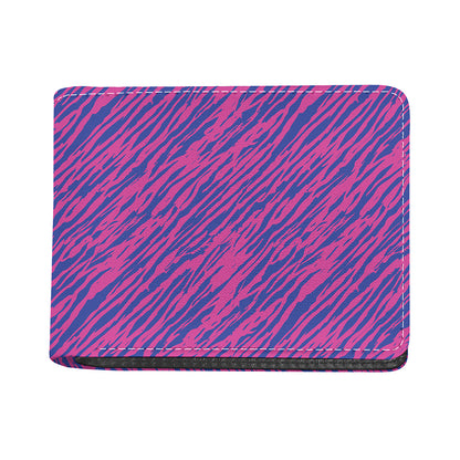 Pink And Blue Zebra Stripes Print Bifold Wallet