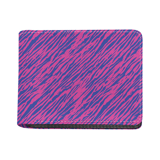 Pink And Blue Zebra Stripes Print Bifold Wallet