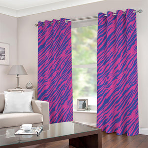 Pink And Blue Zebra Stripes Print Blackout Grommet Curtains