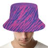 Pink And Blue Zebra Stripes Print Bucket Hat