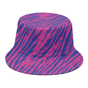 Pink And Blue Zebra Stripes Print Bucket Hat