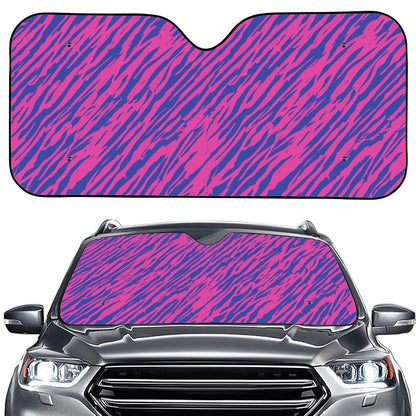 Pink And Blue Zebra Stripes Print Car Windshield Sun Shade