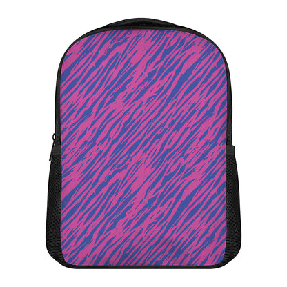 Pink And Blue Zebra Stripes Print Casual Backpack