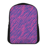 Pink And Blue Zebra Stripes Print Casual Backpack