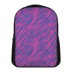 Pink And Blue Zebra Stripes Print Casual Backpack