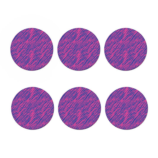 Pink And Blue Zebra Stripes Print Coaster Set