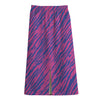 Pink And Blue Zebra Stripes Print Cotton Front Slit Maxi Skirt