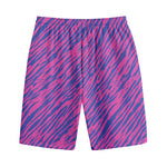 Pink And Blue Zebra Stripes Print Cotton Shorts