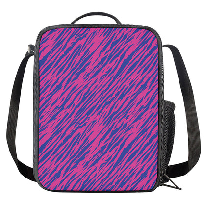 Pink And Blue Zebra Stripes Print Crossbody Lunch Bag