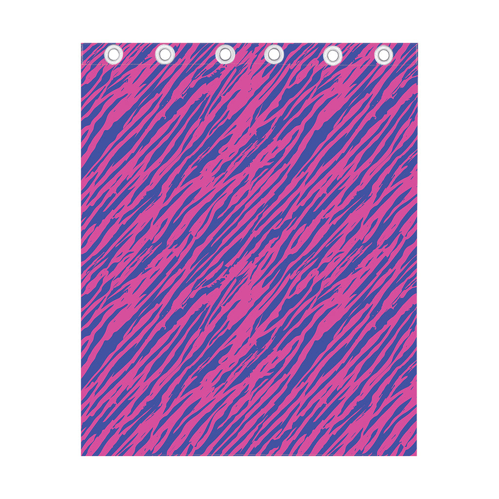 Pink And Blue Zebra Stripes Print Curtain