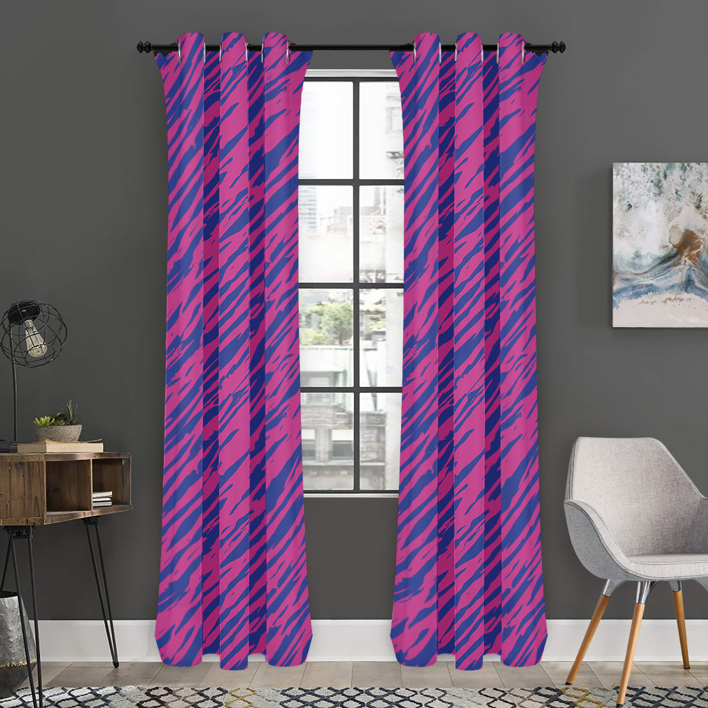 Pink And Blue Zebra Stripes Print Curtain