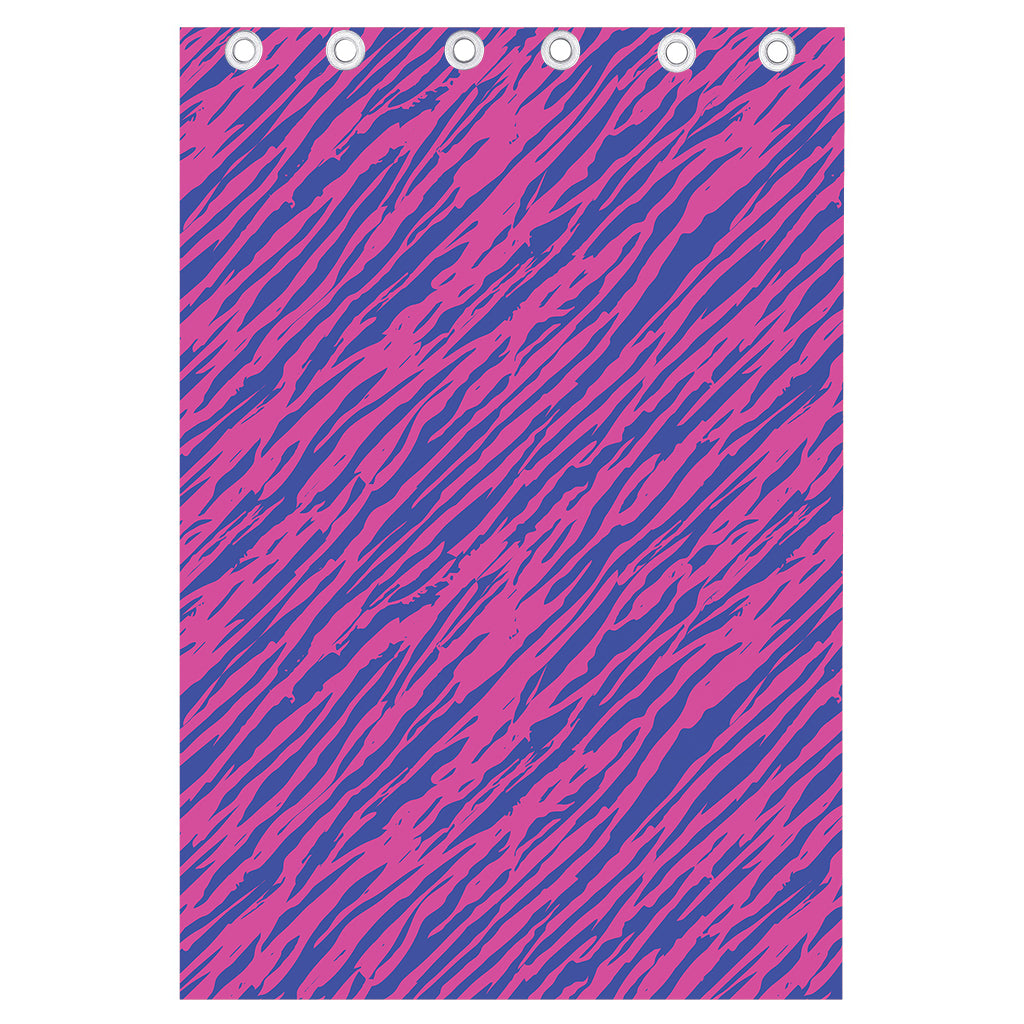 Pink And Blue Zebra Stripes Print Curtain
