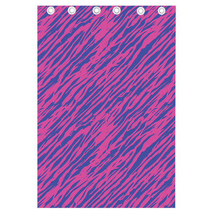 Pink And Blue Zebra Stripes Print Curtain