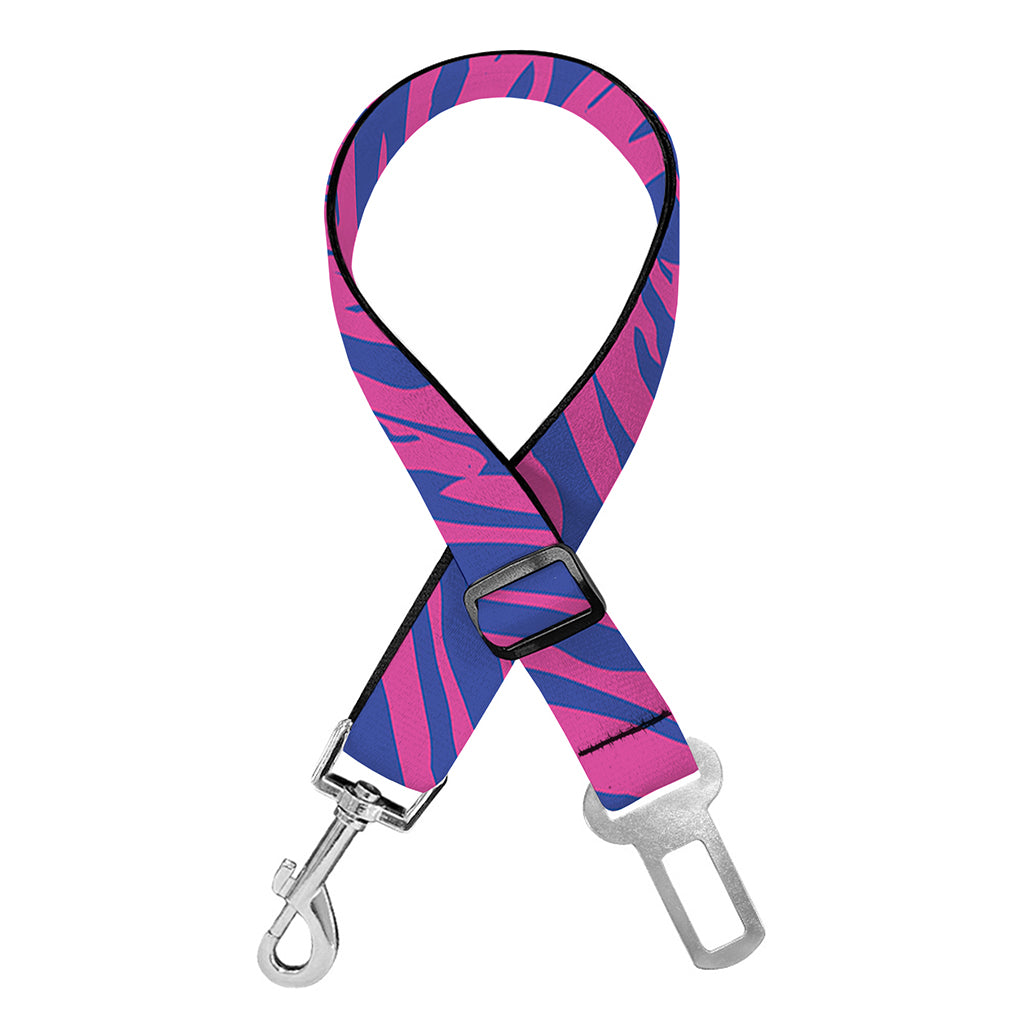 Pink And Blue Zebra Stripes Print Dog Seat Belt
