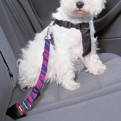 Pink And Blue Zebra Stripes Print Dog Seat Belt