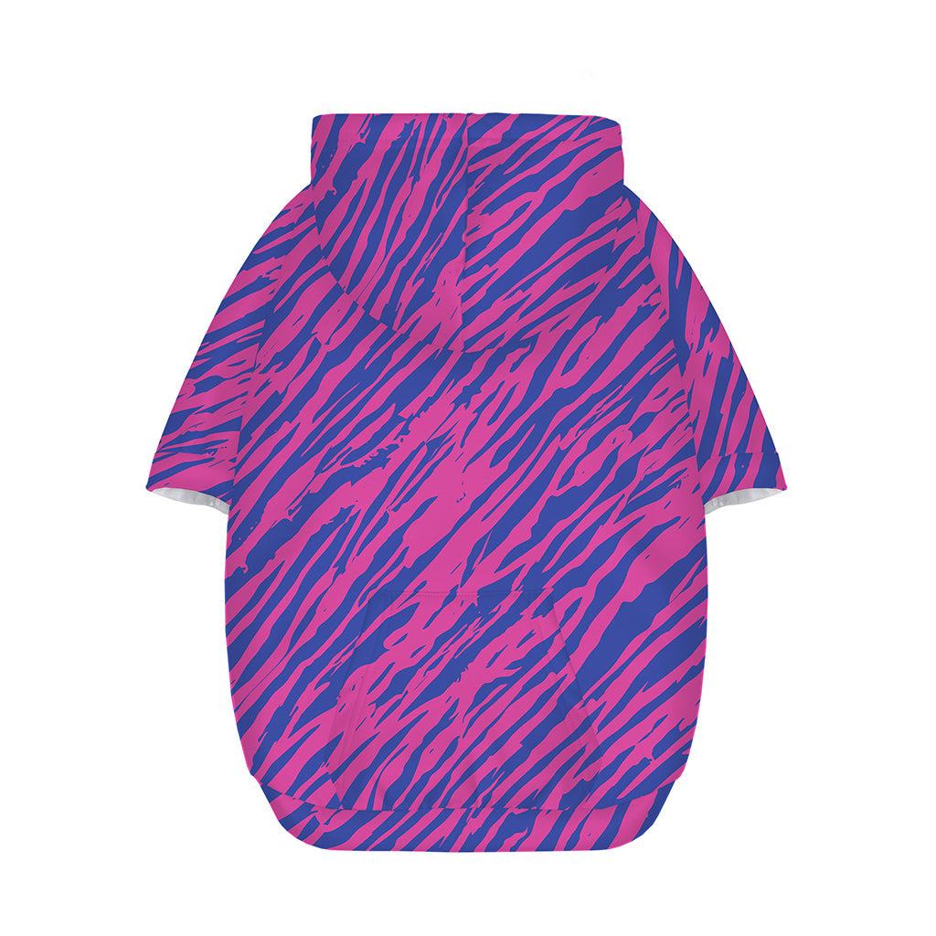 Pink And Blue Zebra Stripes Print Dog Zip Up Hoodie