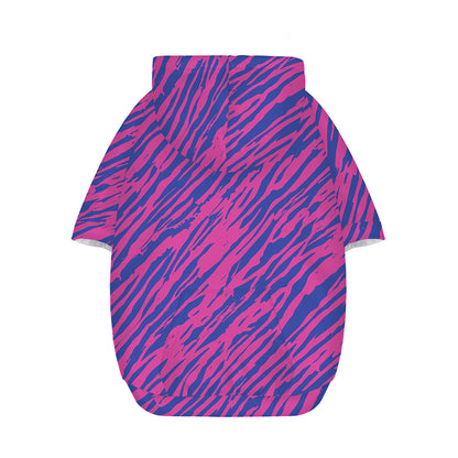 Pink And Blue Zebra Stripes Print Dog Zip Up Hoodie