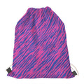 Pink And Blue Zebra Stripes Print Drawstring Bag