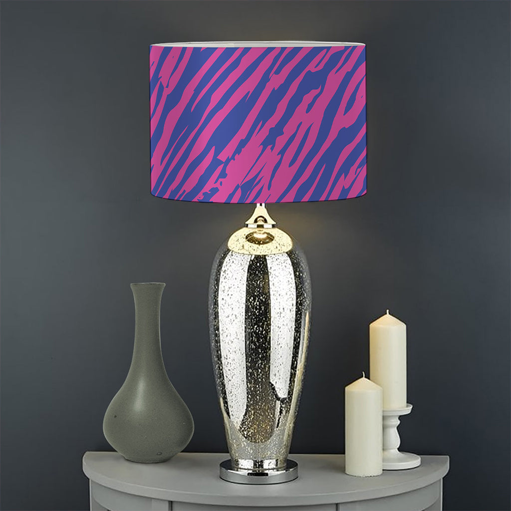 Pink And Blue Zebra Stripes Print Drum Lamp Shade