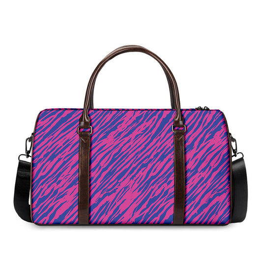 Pink And Blue Zebra Stripes Print Duffle Bag