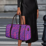 Pink And Blue Zebra Stripes Print Duffle Bag