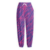 Pink And Blue Zebra Stripes Print Fleece Lined Knit Pants