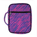 Pink And Blue Zebra Stripes Print Front Pocket Bible Bag