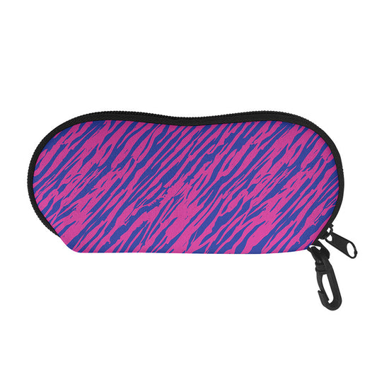 Pink And Blue Zebra Stripes Print Glasses Case