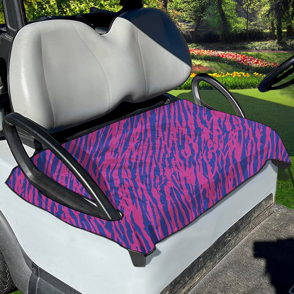 Pink And Blue Zebra Stripes Print Golf Cart Seat Cover