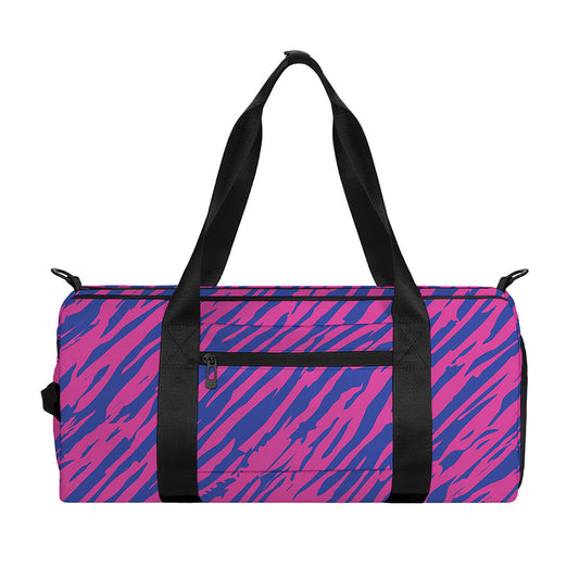 Pink And Blue Zebra Stripes Print Gym Bag