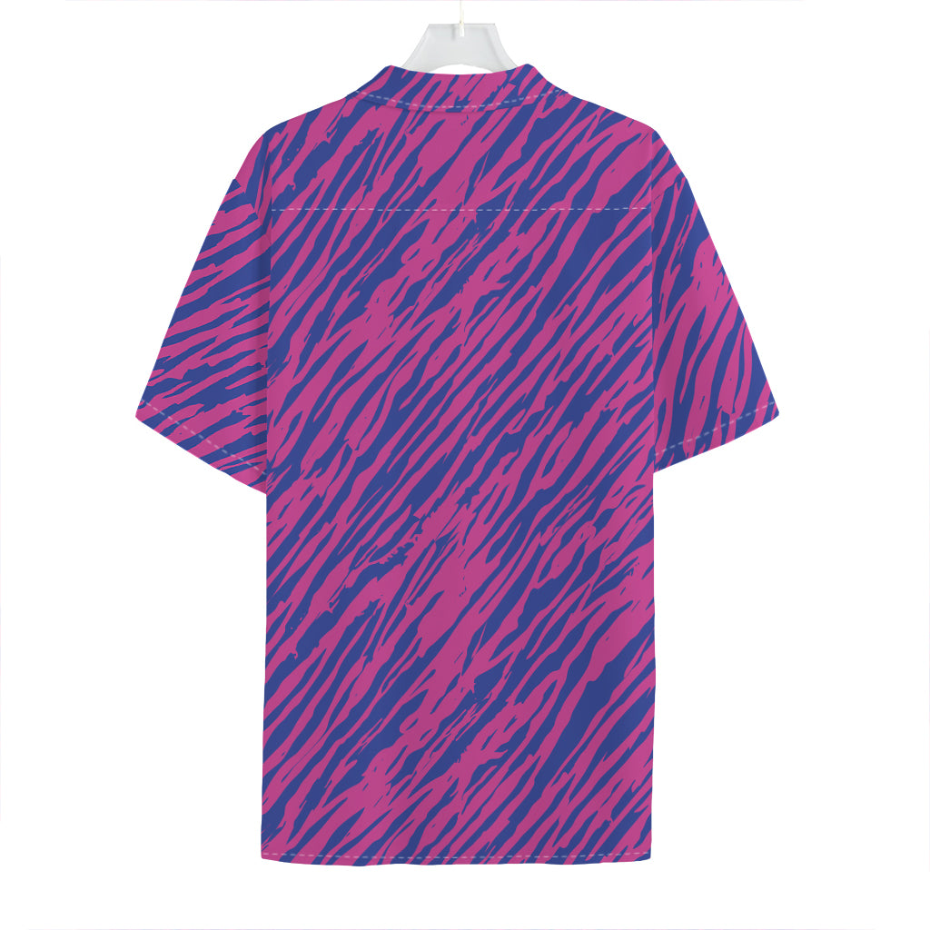 Pink And Blue Zebra Stripes Print Hawaiian Shirt