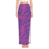 Pink And Blue Zebra Stripes Print High Slit Maxi Skirt