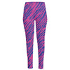 Pink And Blue Zebra Stripes Print High-Waisted Pocket Leggings