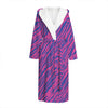 Pink And Blue Zebra Stripes Print Hooded Bathrobe