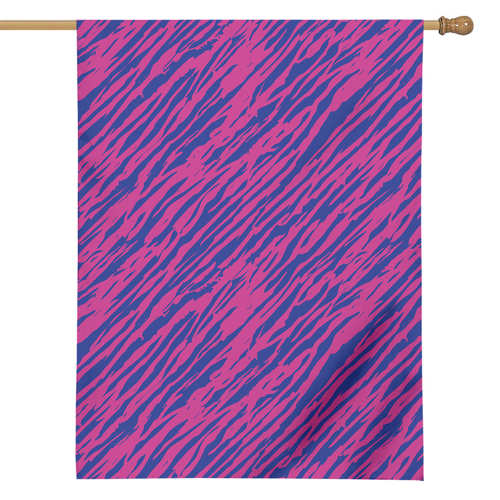 Pink And Blue Zebra Stripes Print House Flag