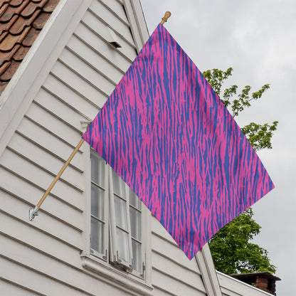 Pink And Blue Zebra Stripes Print House Flag
