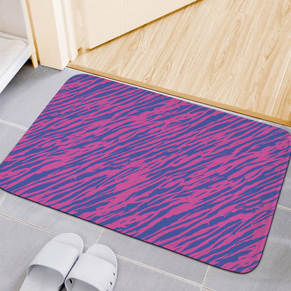 Pink And Blue Zebra Stripes Print Indoor Door Mat