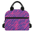 Pink And Blue Zebra Stripes Print Insulated Lunch Bag