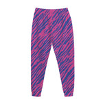 Pink And Blue Zebra Stripes Print Jogger Pants