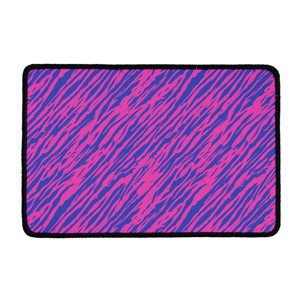 Pink And Blue Zebra Stripes Print Kitchen Mat