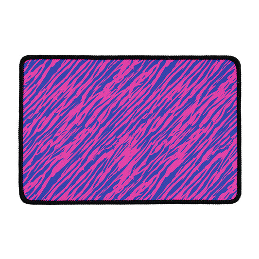 Pink And Blue Zebra Stripes Print Kitchen Mat