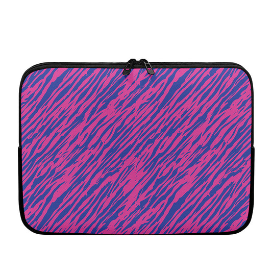 Pink And Blue Zebra Stripes Print Laptop Sleeve