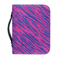 Pink And Blue Zebra Stripes Print Leather Bible Cover